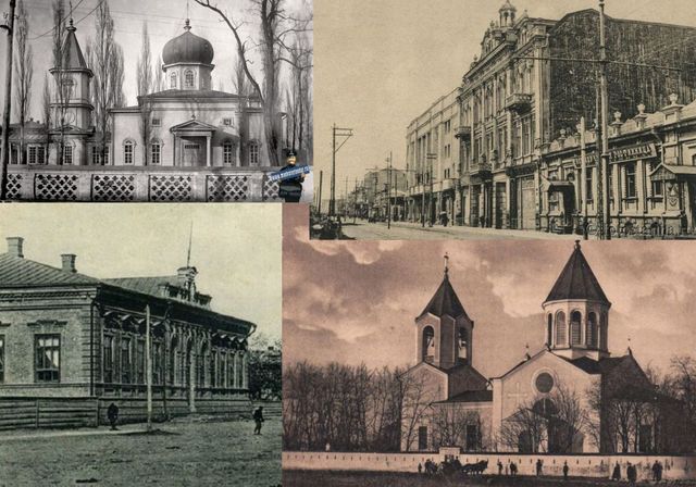 коллаж армянские здания Екатеринодара и Армавира